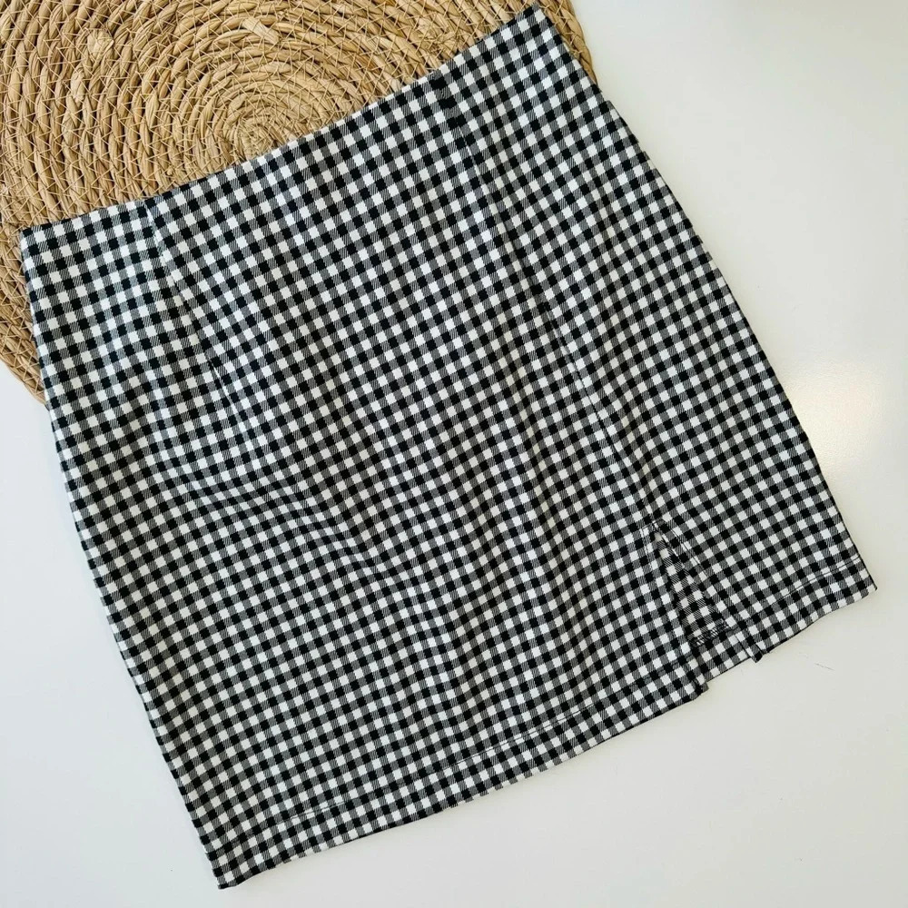 Wild Fable Gingham Side Slit Mini Skirt Size 0‎